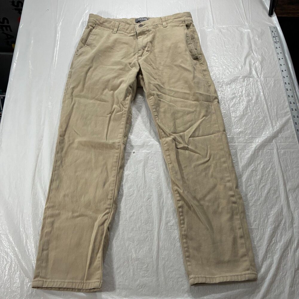 Ash & Erie Washed Stretch Chino Pants Tan Stretch Cotton Size 30x27 (30x28)